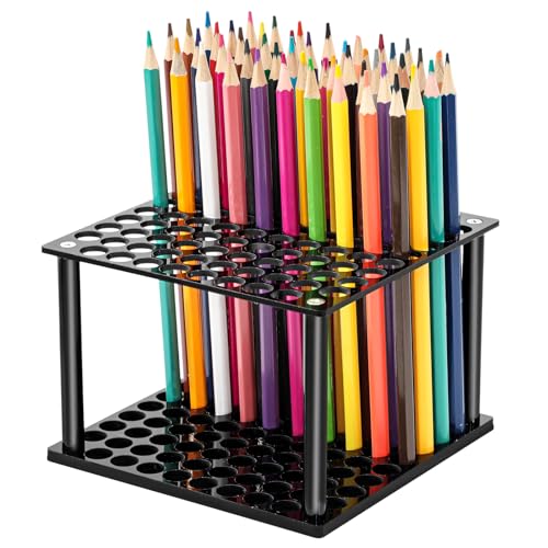Outus 96 Holes Pencil Brush Holder Acrylic Paintbrush Holders Desk Organizer Stand Holder for Pencil Pen Paint Brushes Modeling Tool Office Art Supplies(Black) - color: Black