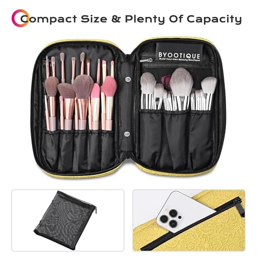 BYOOTIQUE Travel Makeup Brush Holder Bag Cosmetic Brush Organizer Rococo Yellow - color: Rococo Yellow