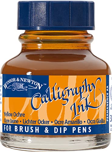 Winsor & Newton Calligraphy Ink, 30ml(1-oz) Bottle, Yellow Ochre - color: Yellow Ochre, size: 1 fl oz