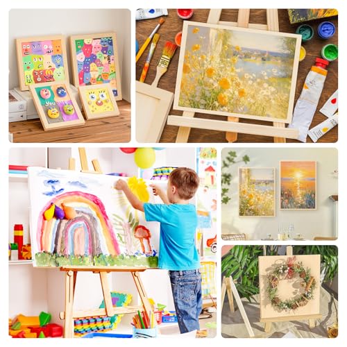 Wooden Art Panels for DIY Painting - Mother's Day Gifts, Christmas Crafts & Home Décor | 8x8 Inch Canvas Wood Boards, Unfinished Wooden Canvas for Adults (4-Pack) - size: 8*8-4