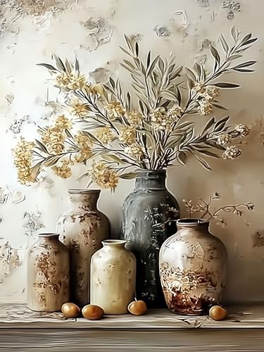 Flower Paint by Numbers Kit for Adults,Olive Blossom Adult Painting by Numbers for Beginner on Canvas,DIY Painting Kits for Home Wall Decor,Gifts (Flower6) - color: Flower6
