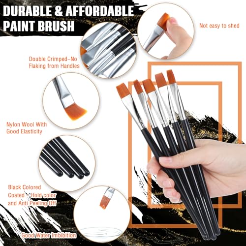 Zonon 30 Pieces Paint Brushes Bulk Small Flat Top Acrylic Oil Paint Brush for Artists Mini Touch up Crafts Detail Painting(1/2 Inch,Black) - color: Black, size: 1/2 Inch