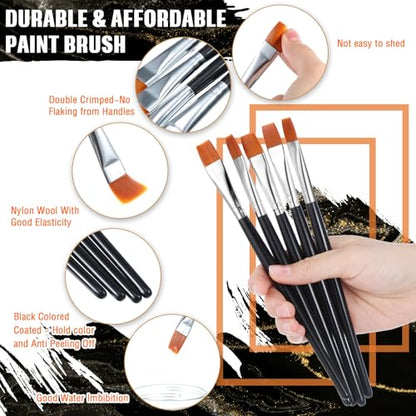 Zonon 30 Pieces Paint Brushes Bulk Small Flat Top Acrylic Oil Paint Brush for Artists Mini Touch up Crafts Detail Painting(1/2 Inch,Black) - color: Black, size: 1/2 Inch