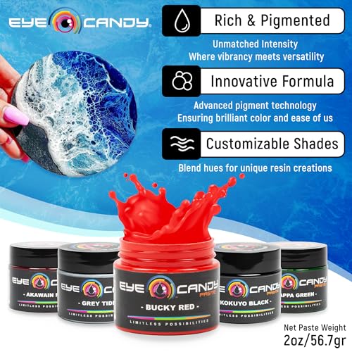 Eye Candy Resin Pigment Paste – Highly Pigmented Epoxy Color, 2 oz, Solid Non-Metallic, Mixable for Custom Shades (Bucky Red) - color: Bucky Red