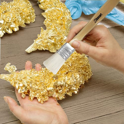 Sdanart Gilding Brush Set,7 PCS Professional Goat Hair Blend Mop Brush Set for Acrylic Gouache Watercolor Oil Painting Gold foil and Gold Leaf Sheets