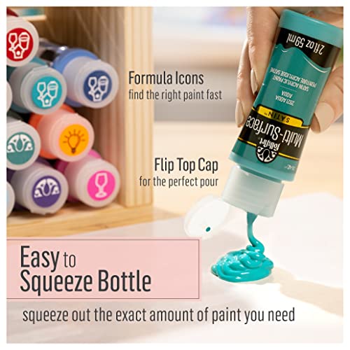 FolkArt Multi Surface Acrylic Paint Set Pastel Colors, Count, 2 Fl Oz (Pack of 16)