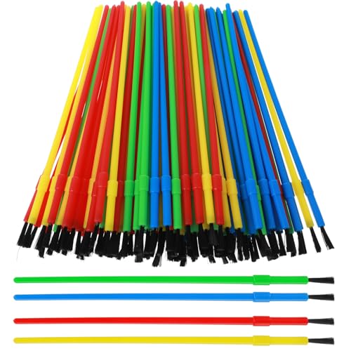 100Pcs Plastic Paint Brushes Bulk, Flat Fine Tip Artist Paint Brushes Set, Craft Painting Brush for Acrylic Painting, Oil, Watercolor, Gouache, Art Supplies for Artists and Beginners