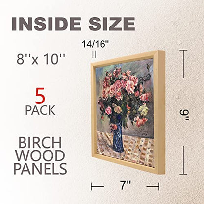 Cupohus Unfinished Wood Boards Canvas for Painting, 5 Packs 3/4'' Deep Cupohus 8'' x 10'' Wooden Cradled Panels for Pouring Art, Crafts, Paints and More - size: 8" x 10"
