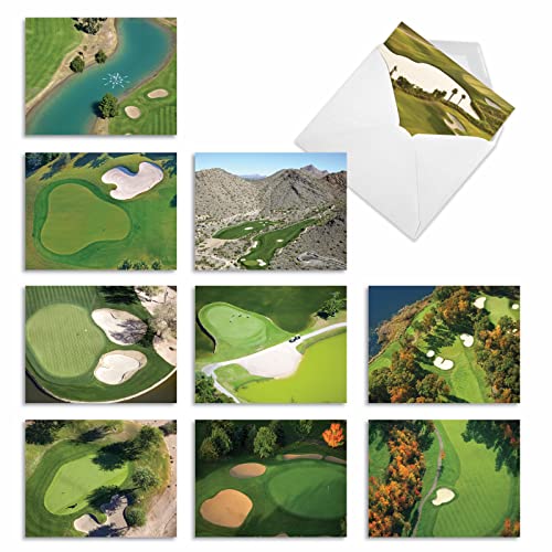 The Best Card Company - Box of 10 All Occasion Cards Blank (4 x 5.12 Inch) - Scenic Landscape Cards Assorted - Golf Cards M6458OCB - style: Golf Cards