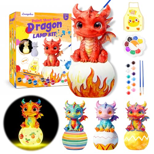 Paint Your Own Dragon Lamp Kit, Arts and Crafts for Kids Ages 8-12, Arts and Crafts for Kids 4-6, DIY Dragon Toys Tap Night Light, Paint Kit Birthday Gifts for Girls Boys Ages 3 4 5 6 7 8 9 10 11 12+ - color: Dragon