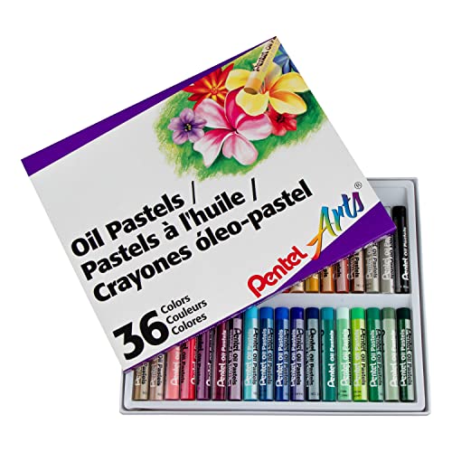 Pentel Arts Oil Pastel Set, 5/16 x 2-7/16 Inch, Assorted Colors, Set of 36 - size: 36 Count (Pack of 1)