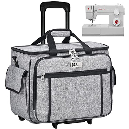 CAB55 Rolling Sewing Machine Case, Detachable Rolling Sewing Machine Carrying Case on Wheels, Trolley Tote Bag with Removable Bottom Wooden Board for Most Standard Sewing Machine and Accessories - color: Grey