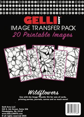Gelli Arts Image Transfer Printables Wildflowers - 20 Floral Images Included, Use Gel Plates, Great for Teachers and Students of All Ages - color: Image Transfer Printables - Florals