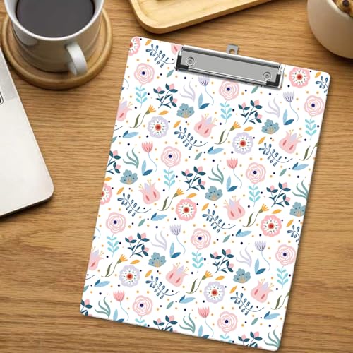 Cute Clipboard, Wild Flower Wooden Decorative Clipboards with Low Profile Clip for Classroom Office, Floral ClipBoards for Teachers Nurses Students - D01 - color: Pink Floral