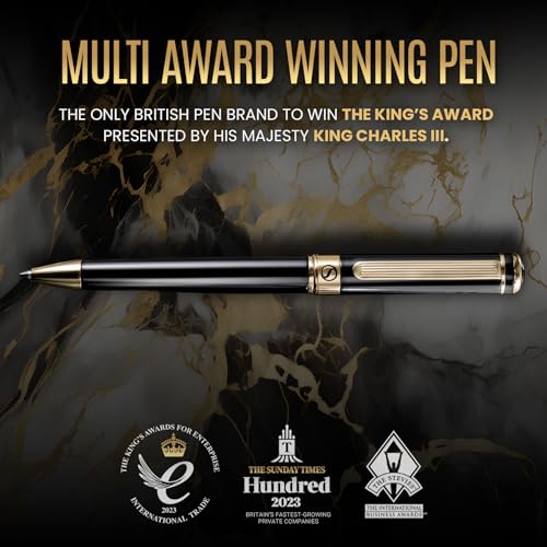 Scriveiner Black Lacquer Ballpoint Pen -Stunning Luxury Pen, Real Gold Plating, Schmidt Black Refill, Best Gift Set for Men & Women, Professional Executive Office, Nice Fancy Designer Pens - color: 1. Black with Gold