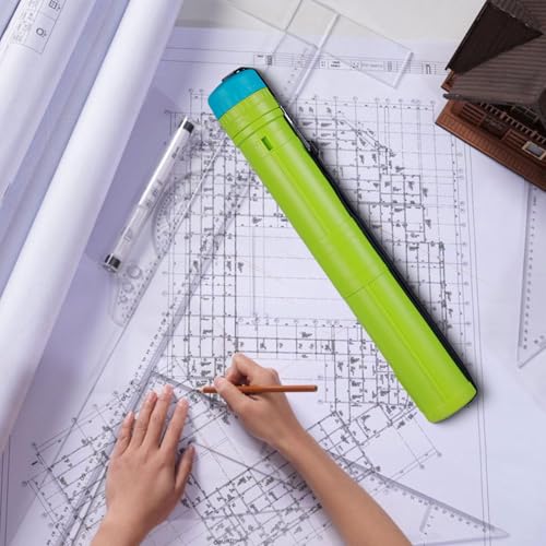 Expandable Poster Tube Expand from 17” to 29” Portable Painting Tube with Shoulder Strap Drawing Tube for Pictures, Green - color: Green