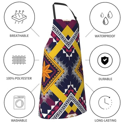 KKdskkds Tribal Boho Geometric Multi-Purpose Adjustable Waterproof Apron With Pocket For Men Women - color: Tribal Boho Geometric