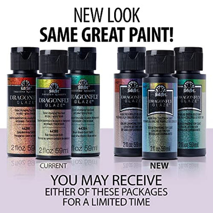FolkArt Multi-Surface Dragonfly Glaze Multi-Surface Paint (2 oz), 44381, Gold-Red-Violet - color: Gold-Red-Violet