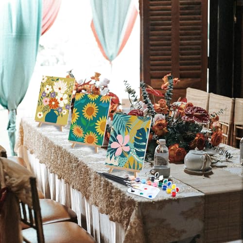 6 Pack Pre Drawn Canvas for Painting Pre Printed Canvas Kit 8 x 10 Inch Stretched Cotton Paint and Sip Set for Adults Couple Party Graduation Summer Date Night(Plants Flowers) - style: Plants Flowers