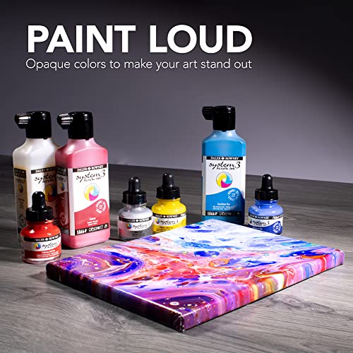 Daler-Rowney System3 Acrylic Ink Bottle Burnt Umber 29.5ml - Versatile Acrylic Ink for Artists and Students - Opaque Calligraphy Ink for Drawing Illustrating Airbrushing Dip Pen Ink and More