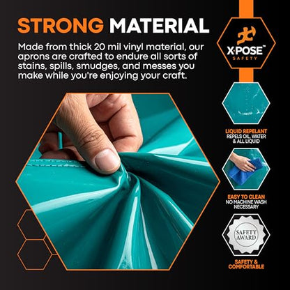 Xpose Safety Heavy Duty Vinyl Waterproof Aprons, White - For Home, Industrial and Commercial Use - Chemical Resistant - color: Green, style: 12 Pack