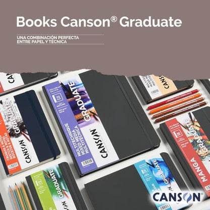 Canson Graduate Drawing Paper Hard Cover Art Journal, 11" x 14", 98 lb. (160gsm), Artist Paper for Pencil, Ink, Pen, and Marker Illustration, 52 Sheets (104 Pages)/Sketch Book - size: 11x14