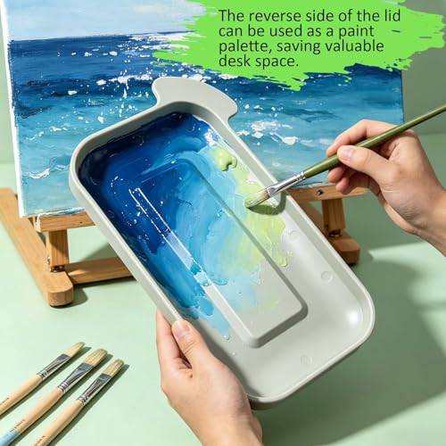 KYSWIMIH Paint Brush Cleaner - Paint Brush Holder with Palette and Handle, Paint Brush Holder & Organizer, Rinser & Storage for Acrylic, Watercolor & Water-Based Paints, Art Supply Washer with Trays