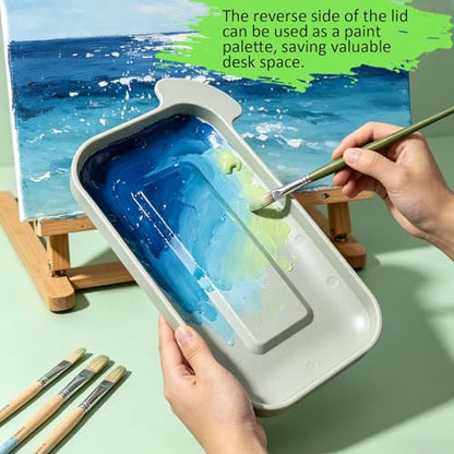 KYSWIMIH Paint Brush Cleaner - Paint Brush Holder with Palette and Handle, Paint Brush Holder & Organizer, Rinser & Storage for Acrylic, Watercolor & Water-Based Paints, Art Supply Washer with Trays
