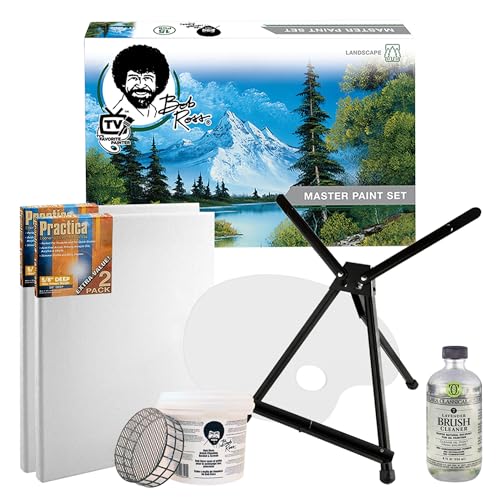 Jerry's Artarama Exclusive Set of 6 Bob Ross Oil Painting Set with Easel, 16oz Lavender Brush Cleaner, Acrylic Palette, Brushes, Canvases, and Cleaning Bucket and Screen - color: Lavender Brush Cleaner, size: 16oz Brush Cleaner