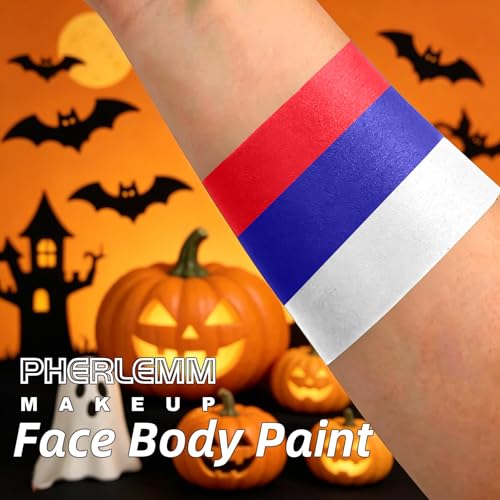 Patriotic Red Blue White Face Paint Sticks Waterproof Eye Black Independence Day Body Paint High Pigment for Independence Day Patriotic Festival Looks and Halloween SFX Makeup Cosplay - color: Red Blue White