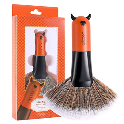 Docolor Fan Brush Professional Face Makeup Brush Highlighting Kabuki Premium Synthetic Hairs Cosmetic Tool, Red BULL Fan Brush - size: Red BULL Fan Brush