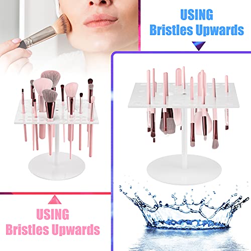 Jetec 54 Holes Acrylic Brush Holder Makeup Brush Drying Rack Collapsible Holder Stand for Acrylic Nail Lover(White) - color: White