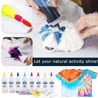 WINSONS Tie Dye Kit, 8 Colours Non Toxic Permanent Fabric Dye Art Set for Kids Women for Homemade Party Creative Group Activities DIY Gift - color: 8 Colors