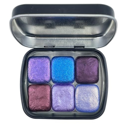 IUILE Handmade Watercolor Paints - Purple Half Pan Set (6 colors) - color: Purple
