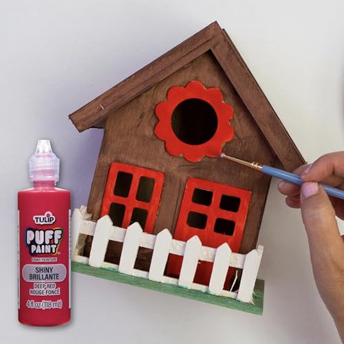 Tulip Puff Fabric Paint , Permanent Craft Paint for Clothes, DIY Projects, Notoxic, 4 fl oz 3-Pack, Shiny Deep Red - color: Deep Red