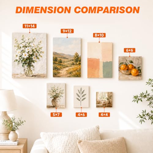 CONDA 12-Pack Mixed Size Canvas for Painting, 2 of 4x4, 4x6, 5x7, 8x10, 9x12, 11x14 Paint Canvas Boards, 100% Cotton Triple Primed Canvases Bulk, Art Supplies for Kids & Adults Oil Painting - size: 12 pack
