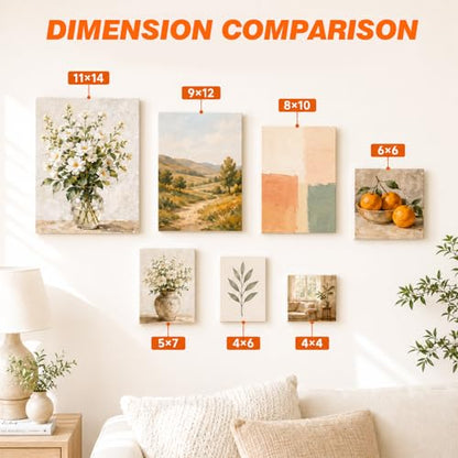 CONDA 12-Pack Mixed Size Canvas for Painting, 2 of 4x4, 4x6, 5x7, 8x10, 9x12, 11x14 Paint Canvas Boards, 100% Cotton Triple Primed Canvases Bulk, Art Supplies for Kids & Adults Oil Painting - size: 12 pack