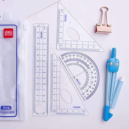 LUNIZ Drawing Compass Student Compass Compass Drawing Too Set Math Geometry Set Drawing Drawing Triangle Ruler Suitable for School Home and Office Drafting Tools