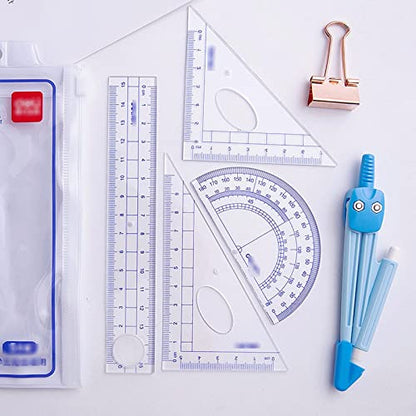 LUNIZ Drawing Compass Student Compass Compass Drawing Too Set Math Geometry Set Drawing Drawing Triangle Ruler Suitable for School Home and Office Drafting Tools
