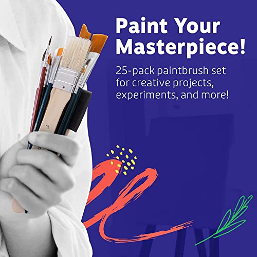 Artlicious Foam Brushes Wood Handle Brush Set - Use with Craft, Watercolor, Oil, Gouache Paints, Face Art, Miniature Detailing and Rock Painting - style: 25 Pack-2