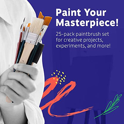 Artlicious Foam Brushes Wood Handle Brush Set - Use with Craft, Watercolor, Oil, Gouache Paints, Face Art, Miniature Detailing and Rock Painting - style: 25 Pack-2
