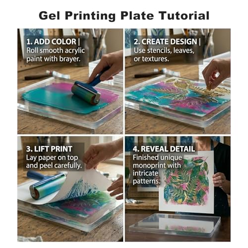 8 Pack Gel Printing Plates for Printmaking, 8x10 Inch Large Reusable Monoprinting Plate, 1cm Extra Thick Gel Plate for Arts and Crafts, Mixed Media, Acrylic Paint, Block Printing Supplies