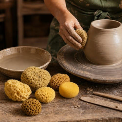 Lullingworth® Natural Sea & Synthetic Sponges - Assorted Sizes 7pc Value Pack for Crafts & Artists: Great for Painting, Acrylic Texturing, Hobbies, Art, Effects, Ceramics, Clay, Pottery