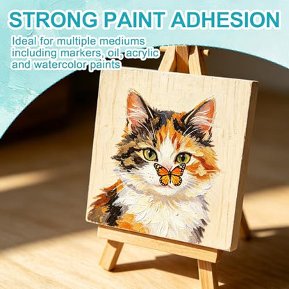 ESRICH 5x5 Inch Wood Panels, 6 Pack Square Craft Wood Canvas Boards, Blank Unfinished Wooden Art Board for DIY Art Creations Such as Painting, Acrylic Pouring, Resin, Burning, Collage, etc. - size: 5IN-6Pack
