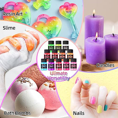 Bundle Set of UV Resin Kit with UV Light and Neon Pigment Powder