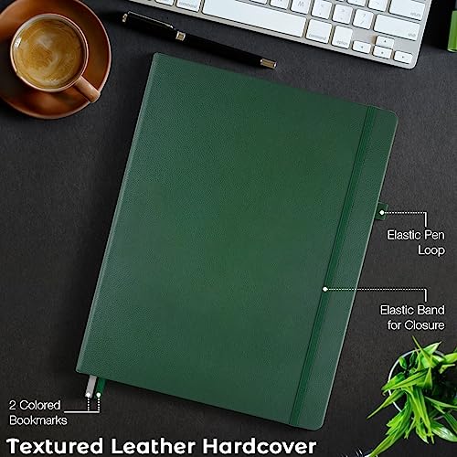 Blank Notebook, Hardcover Sketch Book, 8.5" x 11" Large Blank Journal, No Bleed Thick Paper Sketchbook for Drawing, Unlined Notebook Journal for Women Men School, A4 Leather Sketchbook Lay Flat, Green - color: Green