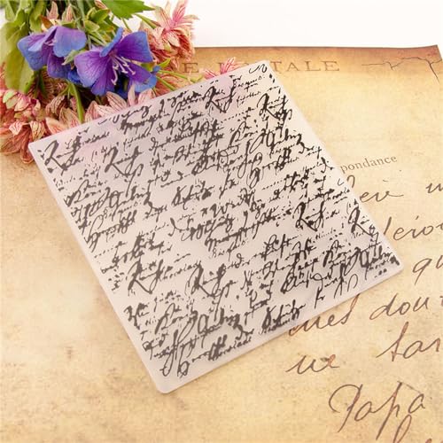 English Text Background Texture Plastic Embossing Folders for Cards Making English Background Embossing Stencils for DIY Paper Crafts Scrapbooking Polymer Clay Decoration