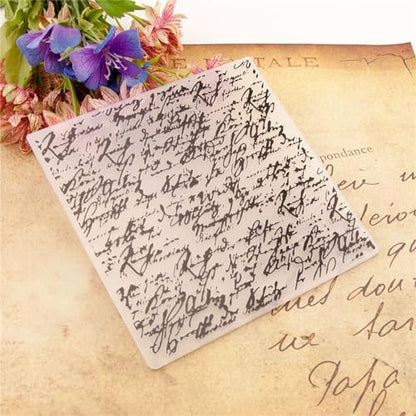 English Text Background Texture Plastic Embossing Folders for Cards Making English Background Embossing Stencils for DIY Paper Crafts Scrapbooking Polymer Clay Decoration
