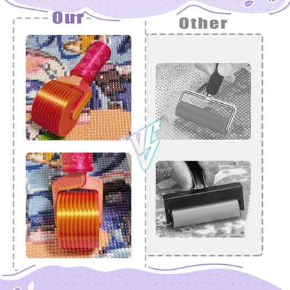Jzzuau Diamond Art Roller, Diamond Painting Press Roller for Smooth Pressing, Easy-Grip Tool for Rhinestone Embroidery and DIY Crafts - color: Pink Gold