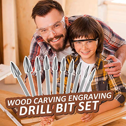 Honoson 20-Piece Wood Carving Tools Set - Includes HSS Engraving Drill Accessories & HSS Carbide Wood Milling Burrs - Universal Fitment for Rotary Tools, DIY Crafts